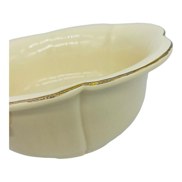 VTG 1976 Haeger USA Flower 9" Ceramic Console Bowl‎ Creamy White Gold Trim MCM - Picture 10 of 10